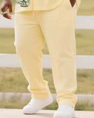 Big Boy Daily Casual Light Yellow Simple Flower Short Sleeve Shirt Trousers Suit