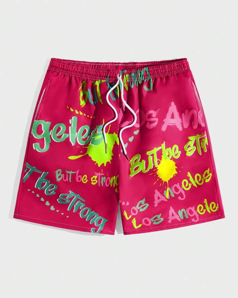 Men's Plus Size Sport Street Letter Shorts