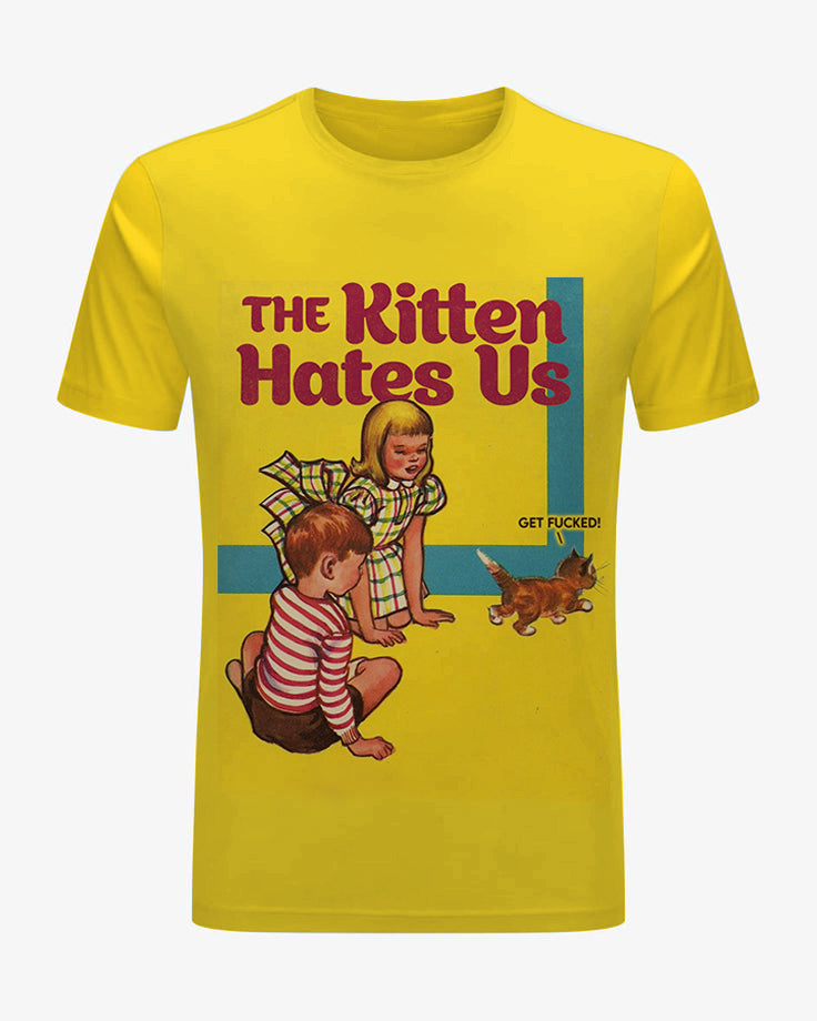 Men's Plus Size The Kitten Hates Us Printed T-shirt Shorts Suit