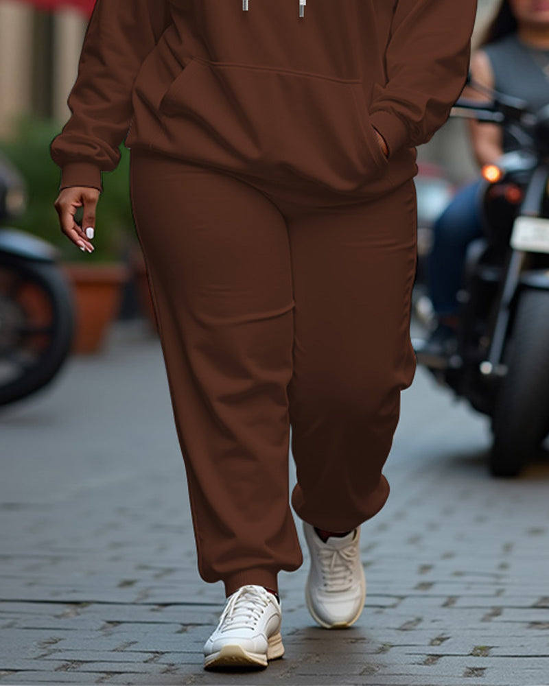 Women's Plus Size Melanin Butterfly Long Sleeve Hoodie and Casual Pants Set