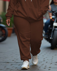 Women's Plus Size Melanin Butterfly Long Sleeve Hoodie and Casual Pants Set