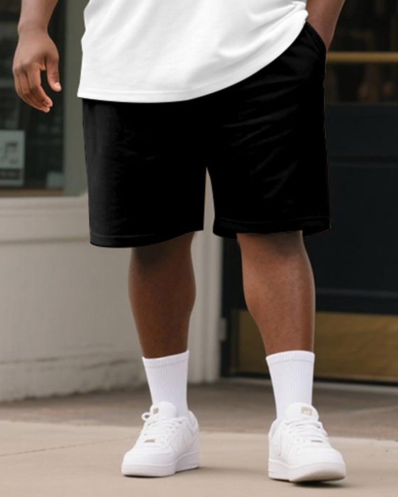 Big & Tall Men's Independence Day Panda Salute Printed Round Neck Short Sleeve T-Shirt Shorts Suit