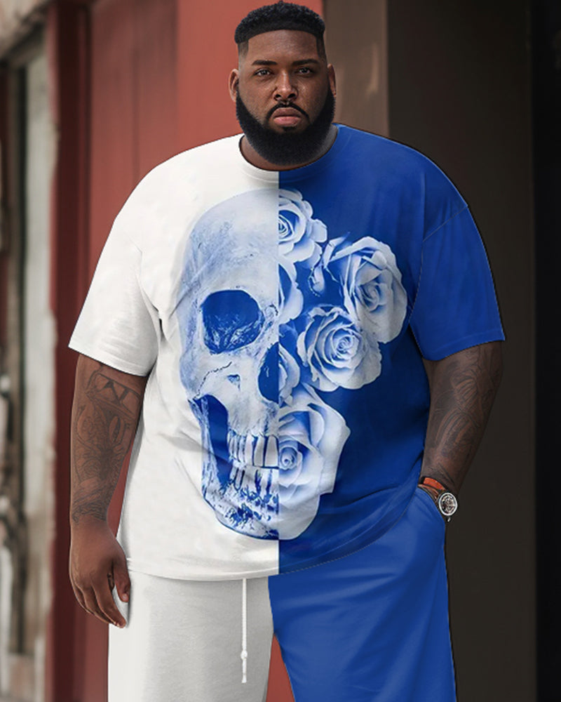 Street Casual Contrast Skull Print Large Men's Set