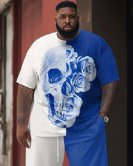 Street Casual Contrast Skull Print Large Men's Set