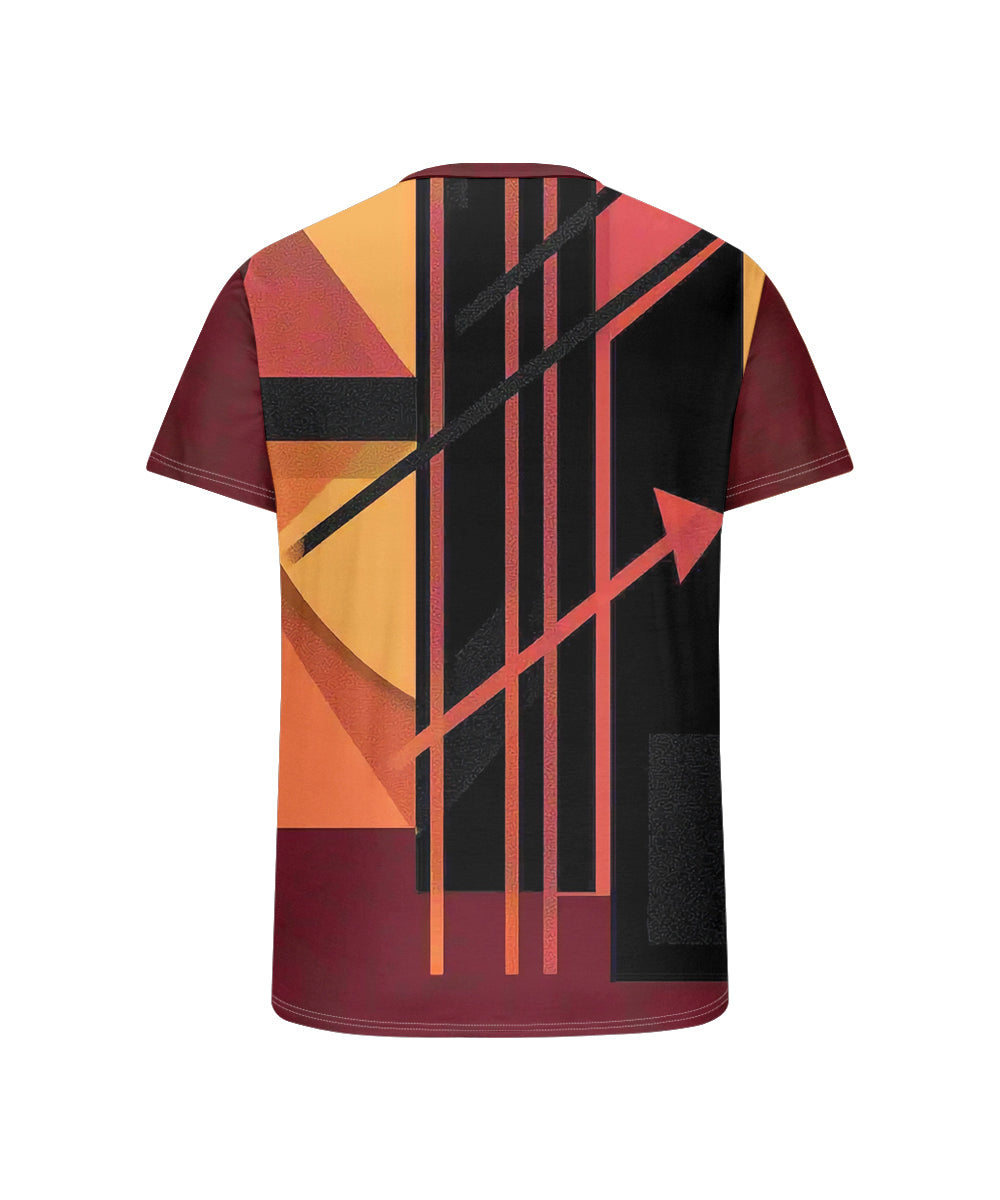 Men's Plus Size Daily Casual Black Red Orange Stitching Geometric Print Henry Collar Button Short Sleeve T-Shirt