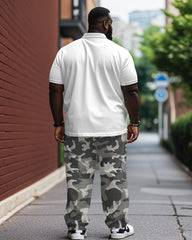 Urban Fashion Camouflage Polo Shirt Trousers Suit Men's Plus Size