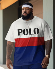 Men's Big and Tall Polo Color Matching POLO Two-Piece Set