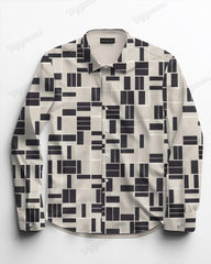 Apricot Geometric Simple Printed Long Sleeve Lapel Shirt 2 Piece Set Men's Plus Size