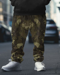 Men's Street Fashion Camouflage Alphabet Print Big and Tall Hoodie Set