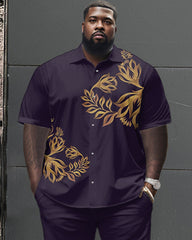 Floral Pattern Large Size Classic Print Men's Short Sleeve Trousers Set