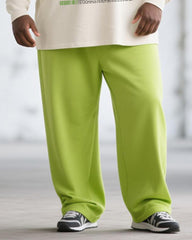 Big & Tall Men's Green Graffiti Letter Print Long Sleeve T-Shirt Trousers Suit