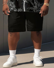 Big Guy's Casual Holiday Coconut Tree Print Short Sleeve Shirt Shorts Set