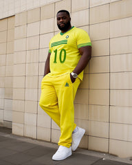 Big Boy Casual Sports Football Style Messi Fans Creative Stripe Crewneck Short Sleeve T-Shirt Trousers Suit