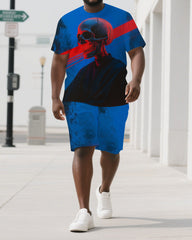 Bold Beyond Bones Men's Fashion Skull Print Big & Tall Short Sleeve T-shirt and Shorts Set