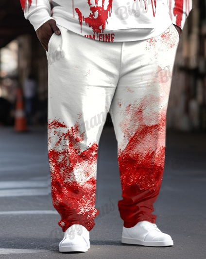 Halloween Blood Graffiti I'm Fine Print Plus Size Hoodie Suit