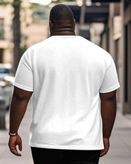Men's Plus Size Daily Casual Black And White Eagle Print Henry Collar Button Short Sleeve T-Shirt