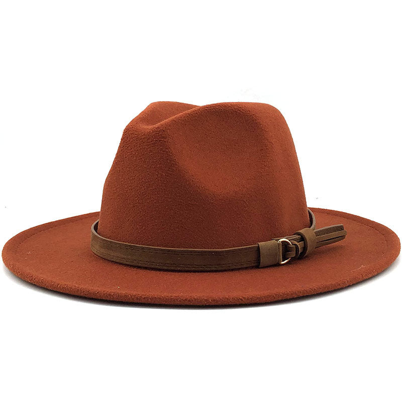 Multi-Color Hat Suede Belt Woolen Hat British Style Jazz Hat