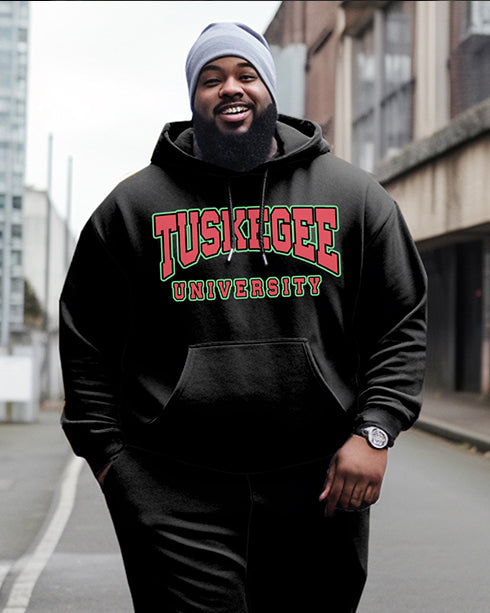 Men's Plus Size Tuskegee University Style Hoodie and Sweatpants Two Piece Set