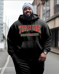 Men's Plus Size Tuskegee University Style Hoodie and Sweatpants Two Piece Set