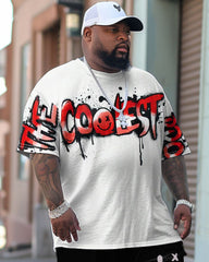 Men's Large Street Casual Graffiti Smiley Letter Print T-Shirt Trousers Suit