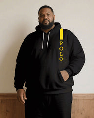 Big & Tall Men Fall/Winter Joker Black Shoulder Letter Personality Printed Hoodie Suit