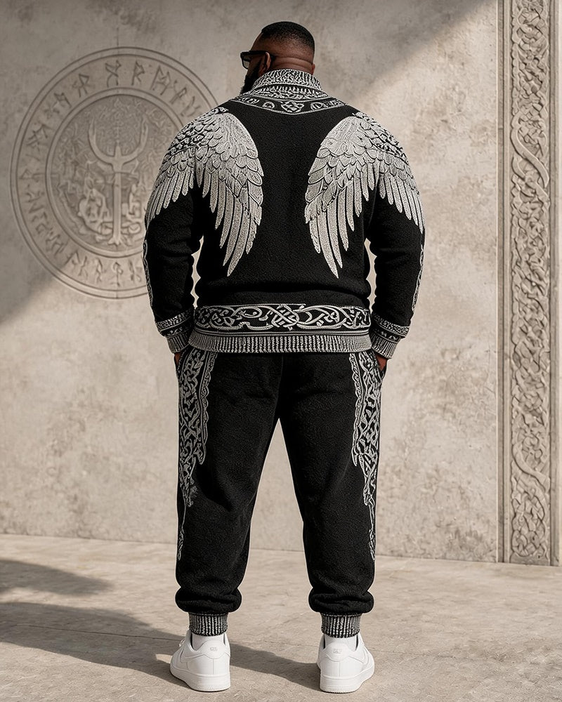 Big & Tall Men’s Nordic Wings Celtic Knot–Print Half-Zip Hoodie Set