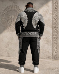Big & Tall Men’s Nordic Wings Celtic Knot–Print Half-Zip Hoodie Set