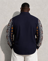 Big & Tall Men's Ethnic Geometric Print Long Sleeve Shirt