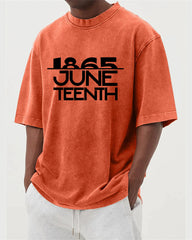 S-5XL 1865 Juneteenth Vintage Printed Wash Water Distressed T-shirt