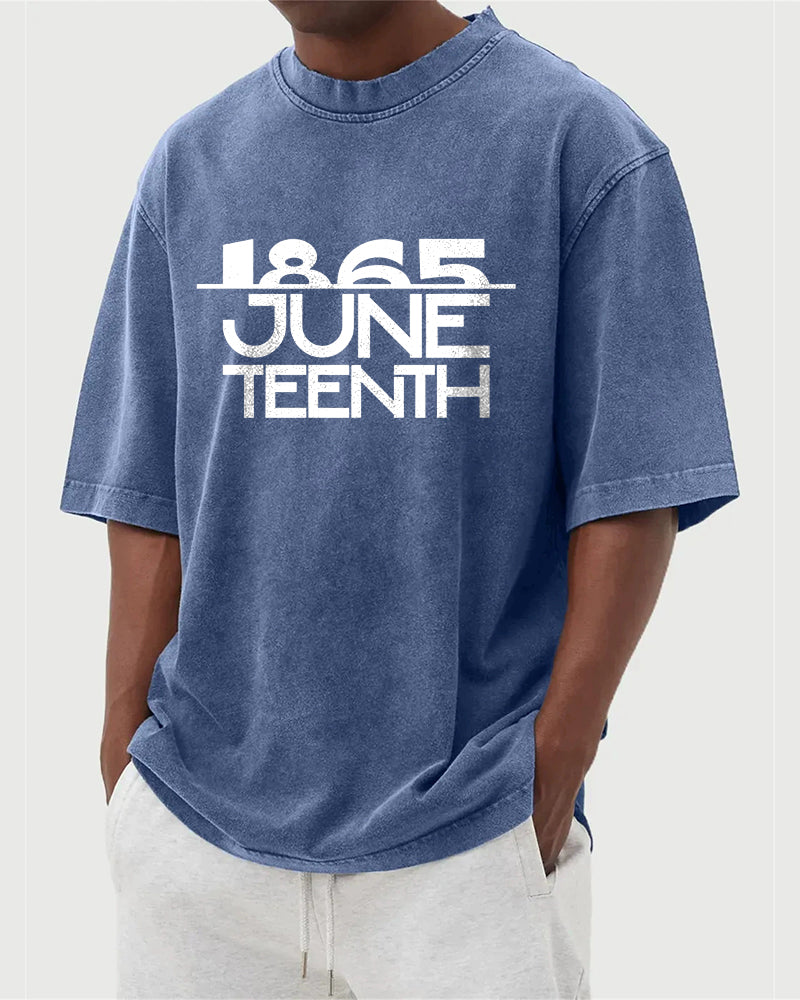 S-5XL 1865 Juneteenth Vintage Printed Wash Water Distressed T-shirt