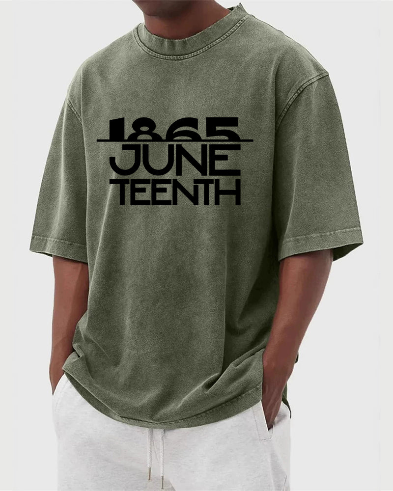 S-5XL 1865 Juneteenth Vintage Printed Wash Water Distressed T-shirt