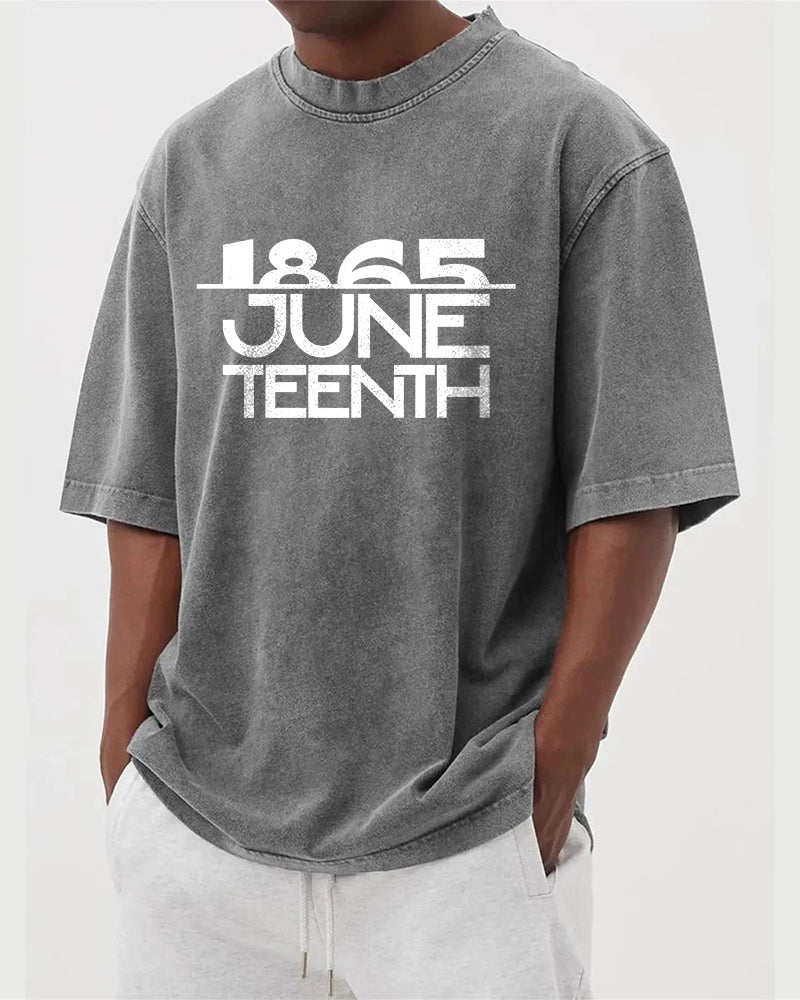 S-5XL 1865 Juneteenth Vintage Printed Wash Water Distressed T-shirt