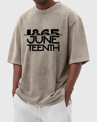 S-5XL 1865 Juneteenth Vintage Printed Wash Water Distressed T-shirt