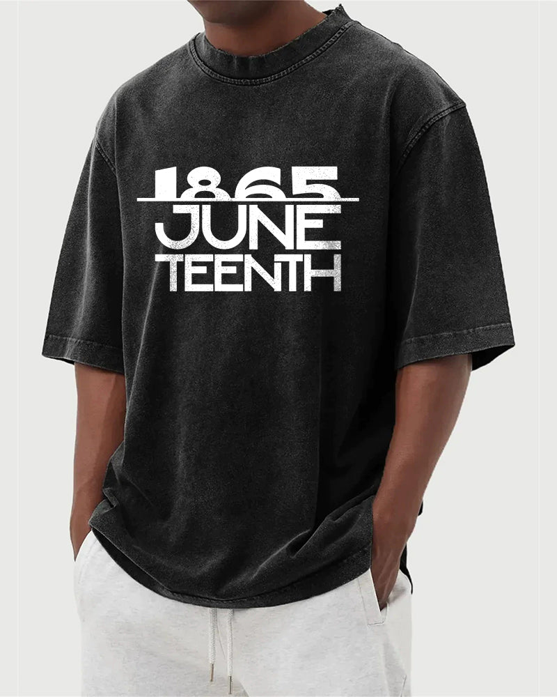 S-5XL 1865 Juneteenth Vintage Printed Wash Water Distressed T-shirt