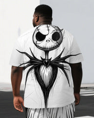 Big & Tall Men's Street Fashion Spider Monster Back Print Short-Sleeve T-shirt and Shorts Set