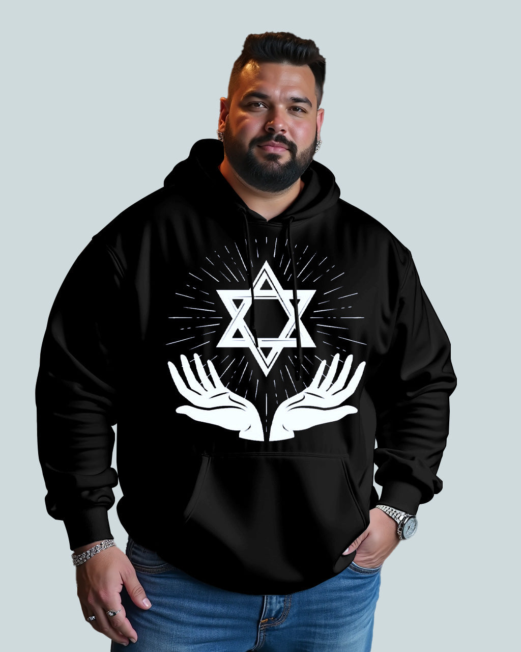 Star Of David Oversized Cotton Hoodie