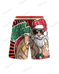 Men's Plus Size Santa Claus Merry Christmas T-Shirt Shorts 2-Piece Set