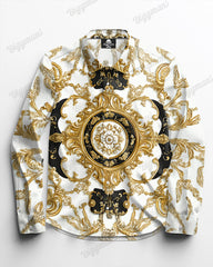 Luxury Baroque Style Printed Long Sleeve Shirt 2 Piece Set Big & Tall Men's