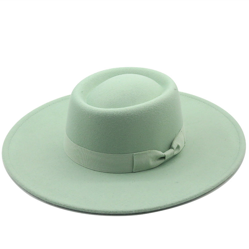 Multicolor Autumn/Winter Wool Big Brim Jazz Hat
