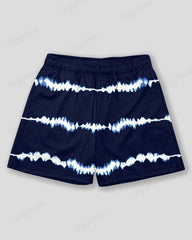 Plus Size Men's Blue Tie-Dye Stripe Geometric Print Sports Mesh Quick-Dry Shorts