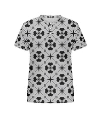 Men's Plus Size Daily Casual Grey Diamond Geometric Letter Print Henry Collar Button Short Sleeve T-Shirt