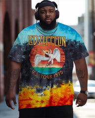 Men's Plus Size Tie Dye Jesus Angel Graffiti Short Sleeve Crew Neck T-Shirt