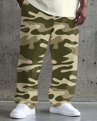 Men's Big & Tall Street Fashion Colorful Graffiti Alphabet Print T-Shirt Trousers Set