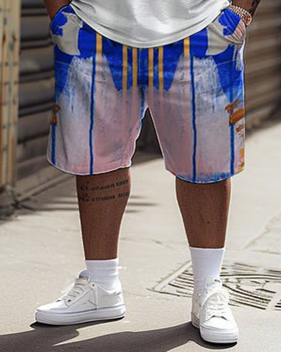 Men's Plus Size T-shirt & Shorts Tracksuit with Violence Bear Graffiti