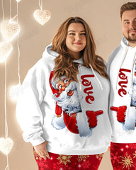Christmas Couple Fashion Set Casual Big and Tall Printed Hoodie Set