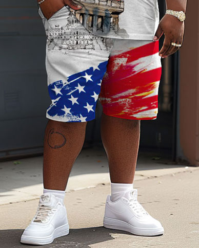 Men's Plus Size Independence Day Flag Statue Of Liberty Print Large Men's Suit