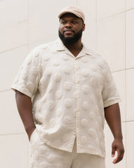 Big & Tall Men's Summer Daily Leisure Dot 3D Steel Print Short Sleeve Shirt Shorts Suit