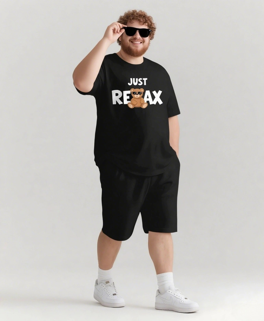 JUST RELAX Slogan T-shirt 2-Piece Set
