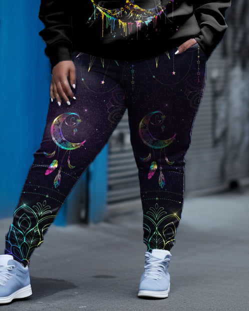 Women's Big & Tall Fluorescent Trees Moon Hoodie Set