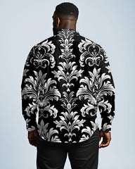 Exaggerated Vintage Symmetrical Flower Lel Long Sleeve Shirt Men's Plus Size